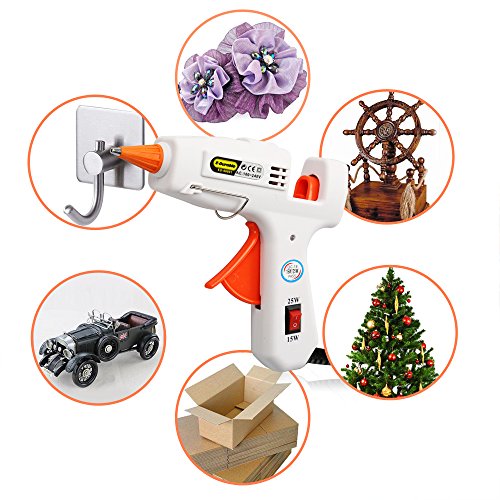 E.Durable Hot Melt Glue Gun Kit with 40 Multi-Colored Glue Sticks for DIY Handcraft School Projects/Home Arts/Crafts / Repair | Flexible Trigger | (15W/25W)