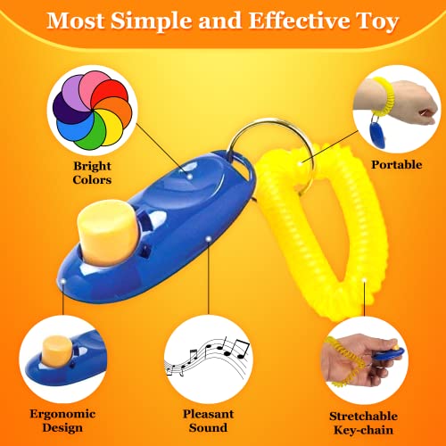 SunGrow 7Pack Dog Clicker for Training with Wrist Bands, 2 Inches Multicolor, Pet Cat Dog