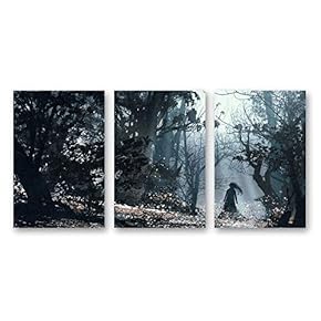 Canvas Wall Art Abstract Dream Place Landscape Painting Artwork for Home Prints Framed - 16"x24" x 3 Panels