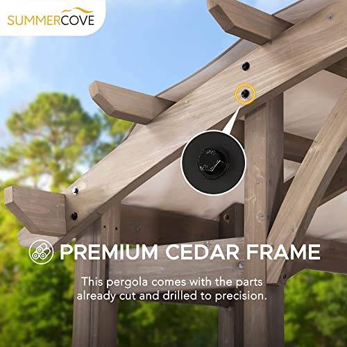 SummerCove Arched Pergola 10 x 14 ft. Light Grey Outdoor Cedar Framed