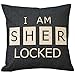 Leaveland Sherlock I'm Sher Locked Throw Pillow Case Decor Cushion Covers Square 1818 Inch Beige Cotton Blend Linen