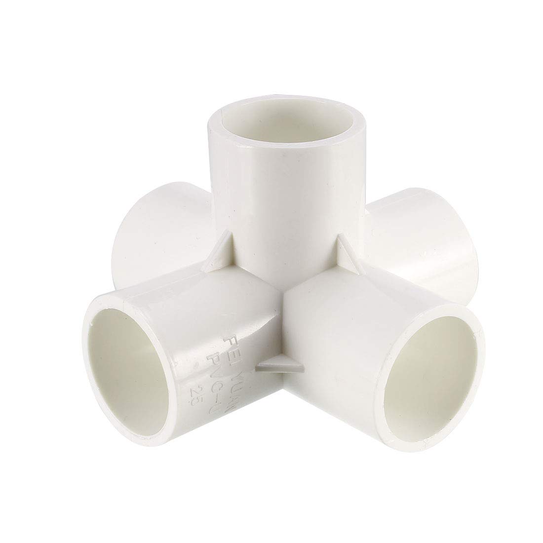 sourcing map 5 Way Elbow PVC Pipe Fitting Furniture Grade 25mm Size Tee Corner Fittings White 2pcs