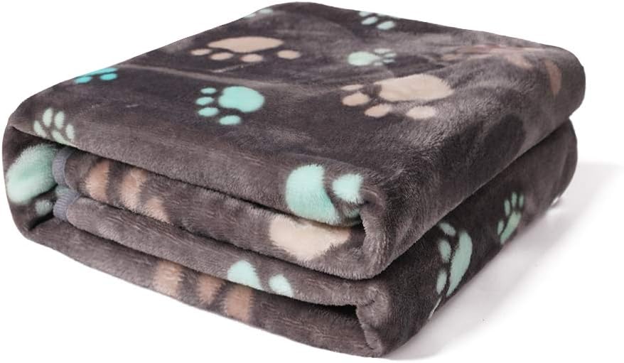 Luciphia Blankets Super Soft Fluffy Premium Fleece Pet Blanket Flannel Throw for Dog Puppy Cat Grey Paw Medium(32"x40") : Pet Supplies
