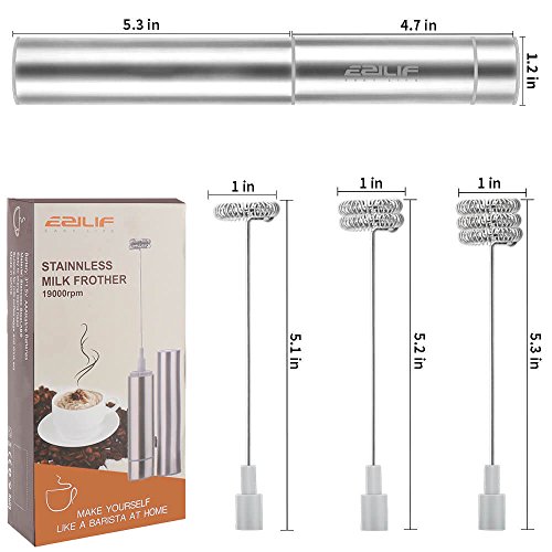 image for Milk Frother EZILIF Milk Frother Handheld Coffee Frother Battery Opera