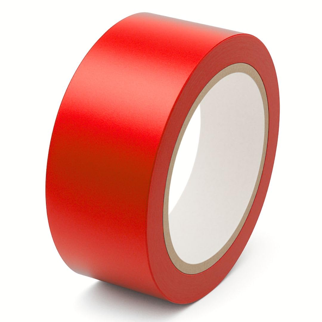 GTSE 50mm x 33m, Red, PVC Vinyl Floor Tape, 1 Roll, Safety Marking Tape, 0.15mm Thick, Suitable for Dance Floors, Gyms, Warehouse, Sports Industry