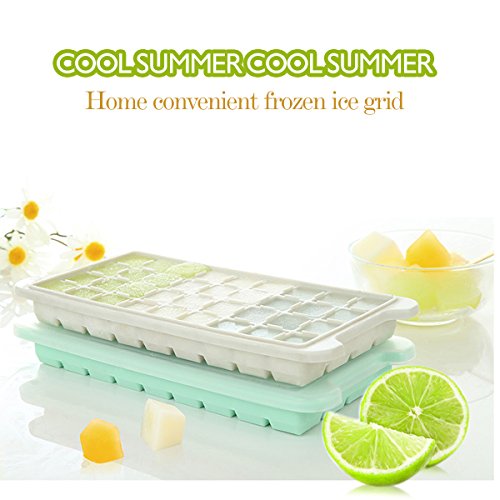 Silicone Ice Cube Tray, Naisidier 2 Pack Ice Cube Molds with Lid Easy Release Summer Ice Cube Maker with 72 Shaped Cubes BPA Free for Whisky Cocktail Fruit Juice Cooling