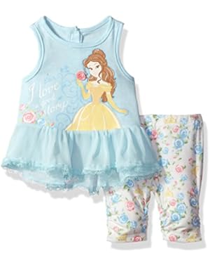 Girls' 2 Piece Beauty and Beast Chiffon Capri Legging Set