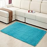 Hughapy Home Decorator Modern Shag Area Rugs Super Soft Solid Living Room Carpet Bedroom Rug and Carpets,80 120cm(Blue)