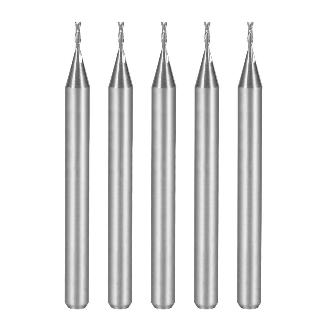 sourcingmap 5PCS 1/8" Shank 0.8mm x 3mm Carbide End Mill CNC Router Bits 2 Flute Milling Bit for Acrylic PVC MDF Wood