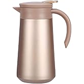 Goeielewe Thermal Coffee Carafe Tea Pot Stainless Steel Insulation Pot Double Wall Vacuum Insulated Coffee Tea & Beverage Dispenser for Coffee Milk and Tea, 27 Oz (Champagne)