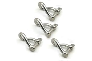 JY-MARINE Twist Shackle Stainless Steel 316 Marine Grade,Mini 3/16" (5mm)-4 Pcs