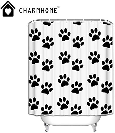 YHC Dog Paw Prints Waterproof Mildew-Free Fabric Polyester Bathroom Shower Curtain 72x72 Inch