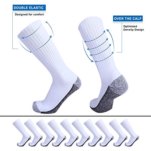 EnerWear 10P Pack Men's Cotton Moisture Wicking Heavy Cushion Crew