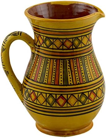 Moroccan Pitchers Sangria Handmade Ceramic Carafe Beverage Dispenser Jar Cooler Easy Pour 58 Oz Large