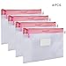 Zipper Pouch, Wisdompro 4 Packs Durable Letter Size Waterproof Mesh File Bag, Document Organizer - Pink