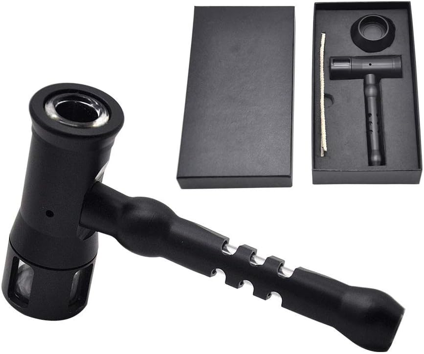 QINJLI Black Hammer Pipe Gift Box with Wax Rope, Easy to Clean Personality Pipe, High-end Gift for Pipe Lovers