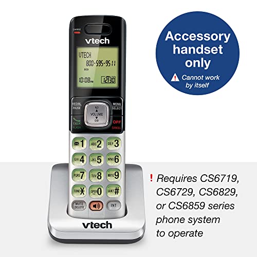 VTech CS6709 Accessory Cordless Handset, Silver/Black Requires VTech CS6719, CS6729, CS6829