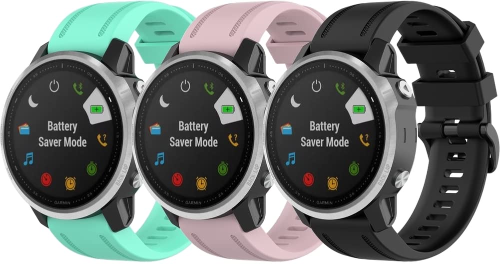 Chainfo Silicone Rubber Watch Strap with Buckle compatible with Garmin Fenix 5S / Fenix 6S / Fenix 7S / Instinct 2S / Fenix 6S Pro Band, Waterproof Replacement Band NO230111 (I [Pack of 3])