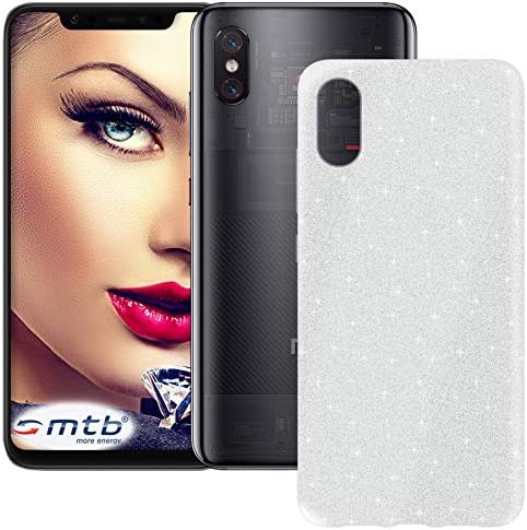 mtb more energy® Case Shine for Xiaomi Mi 8 Pro (6.21'') | Silver | Glitter effect | flexible | Silicone TPU Cover Bag