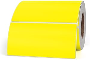 YIKIADA Rectangular Yellow Color Coding Label 2 X 4 Inch Self Adhesive Vinyl Waterproof Writable Removable Sticker Roll for D