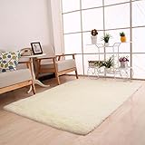Area Rug,GOODCULLER Colorful Diverse Fluffy Rugs Anti-Skid Shaggy Soft Velvet Dining Room Home Bedroom Carpet Floor Mat (White)