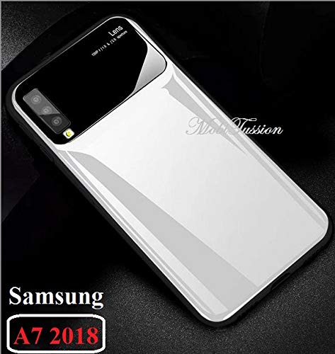 Mobitussion Glossy Camera Protection Hard PC Mirror Finish Back Case Cover for Samsung Galaxy A7 (2018) [White
