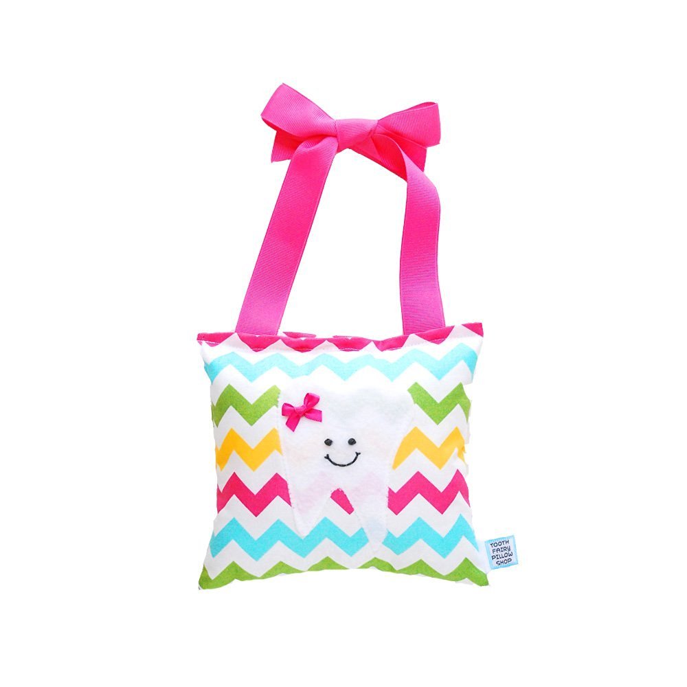 Girls Tooth Fairy Pillow In Pastel Chevron Print Cotton Amazon In