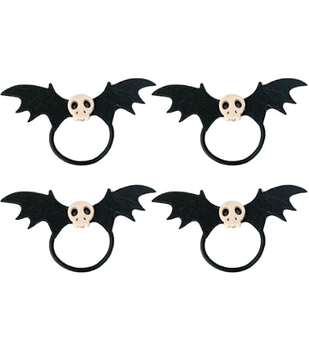 Kit•sch New Lot of 6 Sets Black Hair Barrettes, Clips & Scrunchies Spider Ghost Amazon.com : Halloween Scrunchies Spider Bat Demon Black  main image 4