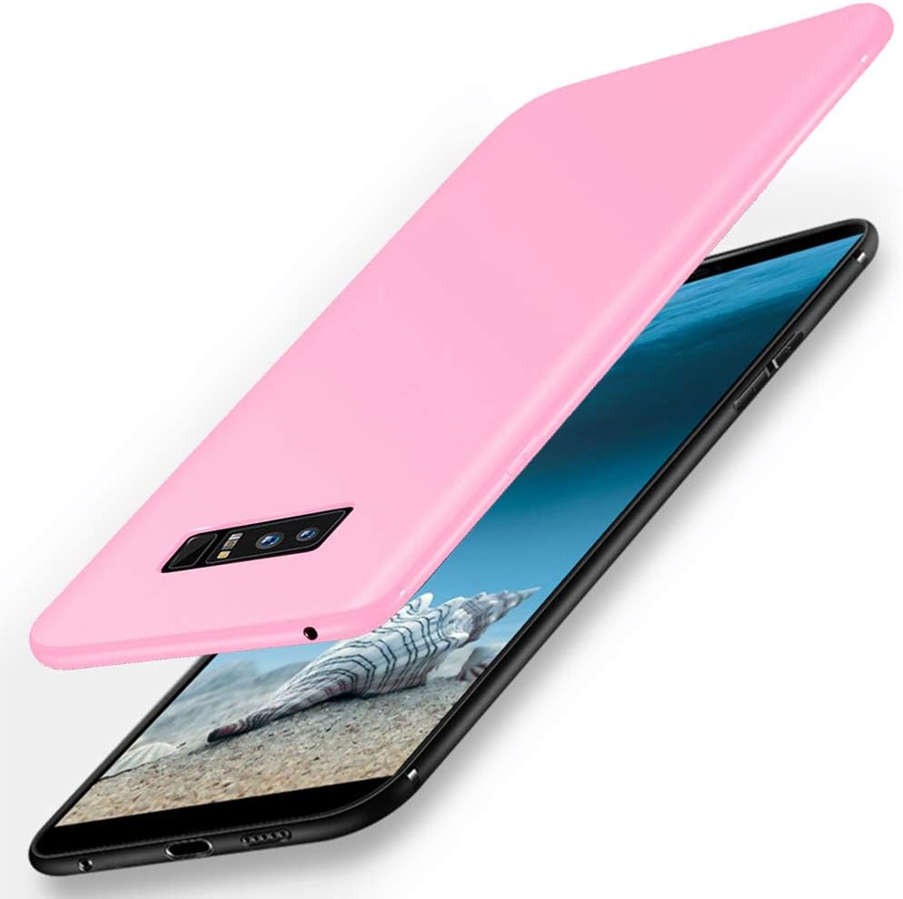 Galaxy Note 8 Case,Slim Thin Anti-Fingerprint Flexible Gel Rubber Soft TPU Anti-Scratch Impact Resistant Protective Case Cover for Galaxy Note 8 (Light Pink)