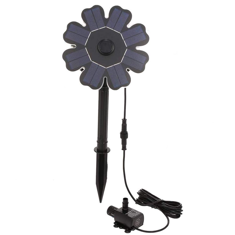 Solar Fountain Pump 8V 1.6W Solar Powered Pond Fountains Petal Shape Solar Pond Pump with Holding Bracket