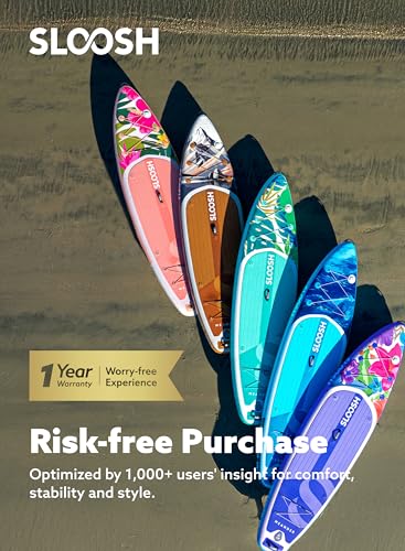 SLOOSH Inflatable Stand Up Paddle Board, 10'6" Inflatable Paddle Boards with Premium Accessories, Non-Slip EVA Deck, Ultra-Light Carry Bag Pump, Meander SUP for Youth & Adults