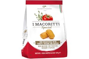 I Macoritti Mini Crispy Breadsticks, Authentic Grissini Italian Bread Sticks, Tomato, Oregano, and Paprika Flavor 8.82 oz