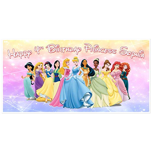 Princess Birthday Banner Personalized Party Backdrop Decoration