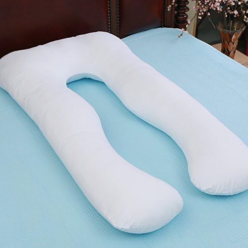 U Shaped Pregnancy / Maternity Pillow Body Pillow With Washable 100% Cotton Cover, White