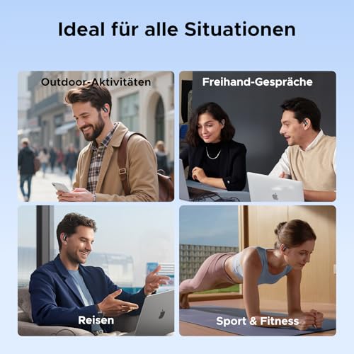 UGREEN FitBuds 2 Open Ear Kopfhörer, Bluetooth Kopfhörer Sport, Bluetooth 6.0, 28 Std. Spielzeit, IPX5, 4-Mikrofon AI Lärmreduzierung, App-Steuerung, Raumklang, Doppelverbindung, für Sport & Alltag 10