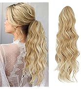 DeeThens Ponytail Extensions Claw 20 inch Long Wavy Ponytail Hair Piece Claw Clip Synthetic Pony ...