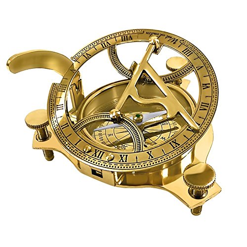 Captain Brass Sundial Compass 3'', with beautiful gift velvet pouch.