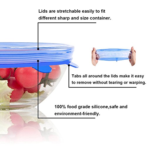 Green Kitchen Silicone Stretch Lids for Bowls,Pots,Dishes Food Covers,Reusable Food Wrap Covers for Various Sizes Kinds of Container and Food Saver - Thumbnail 2