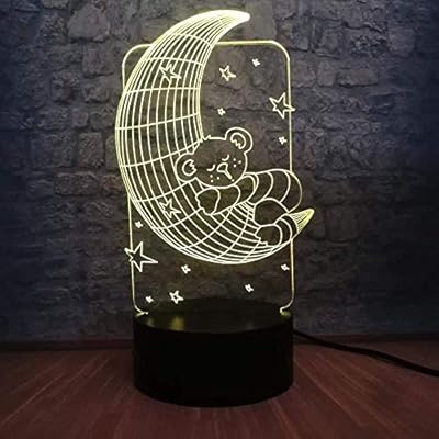 Regali Di Natale Romantici.Regali Di Natale Per Ragazzi Luce Notturna 3d 3d Romantico Baby Moon Bear Lampada A Led Rgb Blub 7 Cambio Colore Tavolo Sonno Luce Notturna Atmosfera Decorazioni Camera Da Letto Giocattoli Regalo