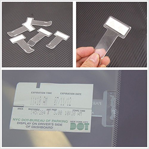 WSERE 5 Pieces Transparent Car Parking Ticket Holder Clip Car Windshield Windscreen Tickets Holder with Adhesive Tape - Thumbnail 2
