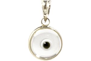 MIZZE Made for Luck Authentic 925 Sterling Silver 10 MM Round Glass Evil Eye Charm Turkish Protection Pendant DIY - 14 Colors to Choose from