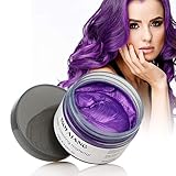 MOFAJANG Hair Color Wax Styling Cream Mud, Temporary Hair Dye Wax, Natural Hairstyle Dye Pomade for Party Cosplay, Halloween, 4.23 OZ, Purple