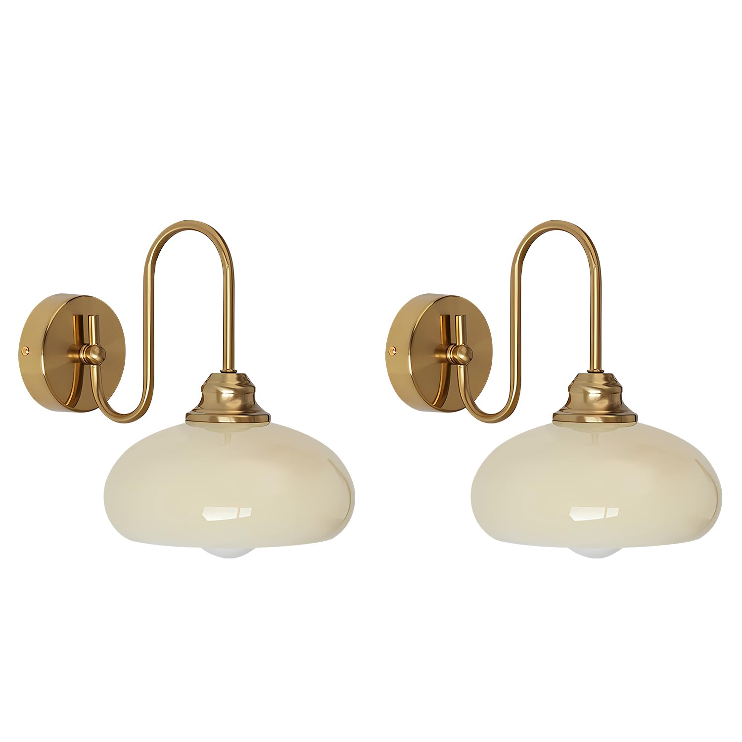Photo 1 of KCO Lighting Brass Gold Wall Sconces Set of 2 Mid Century Glass Wall Sconces Set of Two Modern Globe Wall Light Round Wall Light Bedroom Fixtures 2 Pack