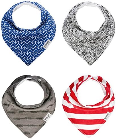 Baby Bandana Drool Bibs, Unisex 4-PACK Absorbent Organic Cotton, Modern Baby Gift Set "PATRIOTIC" by Two Tree Baby