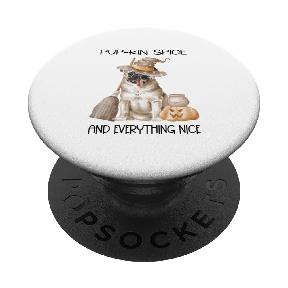 Cute Halloween Costume for Dog and Pug Lover "Pup-kin Spice" PopSockets Swappable PopGrip