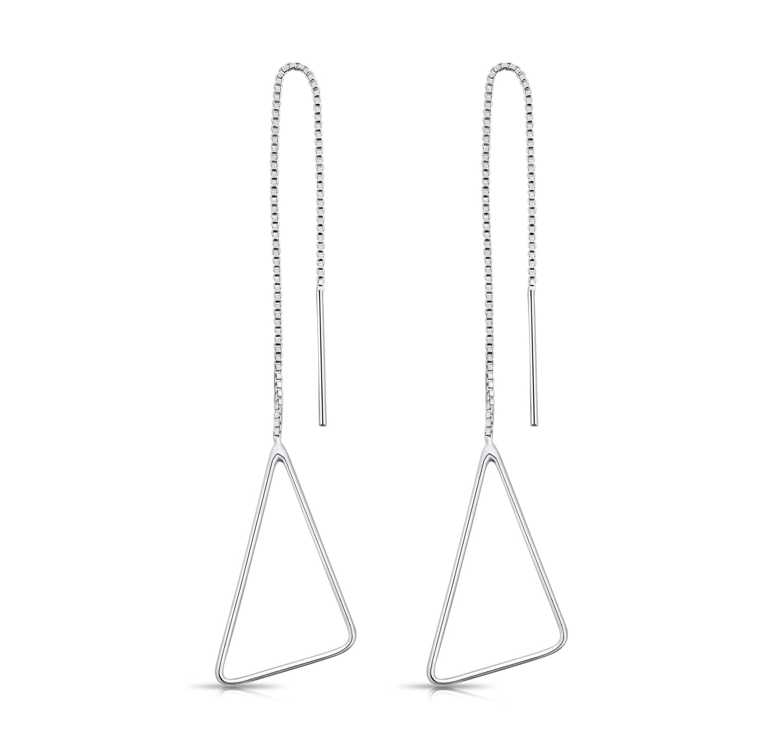 DTPSilver - 925 Sterling Silver Pull Through Triangle Earrings