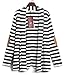 Merryfun Women's Elbow Patch Striped White Gray Cardigan Sweater 2XL