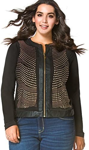 Carmin Corinna Plus Size Studded Jacket For Women (Black, 2X)