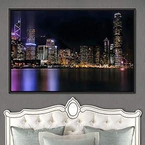 signwin Framed Canvas Wall Art City Illuminations Aerial...