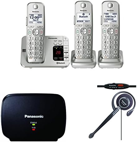 Panasonic KX-TGE463S Link2Cell Bluetooth, Answering Machine- 3 Handsets, KX-TGA405B Range Extender, Headset